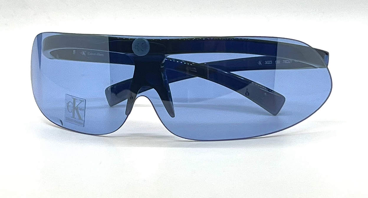 Calvin Klein 3023 Vintage Shield Sunglasses Navy Blue Lens Y2K-Unworn