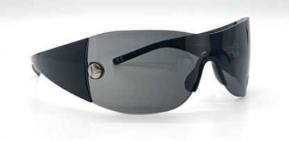 MOMO C1 Design Shield Y2k  Vintage Sunglasses Black Wraparound-Unworn