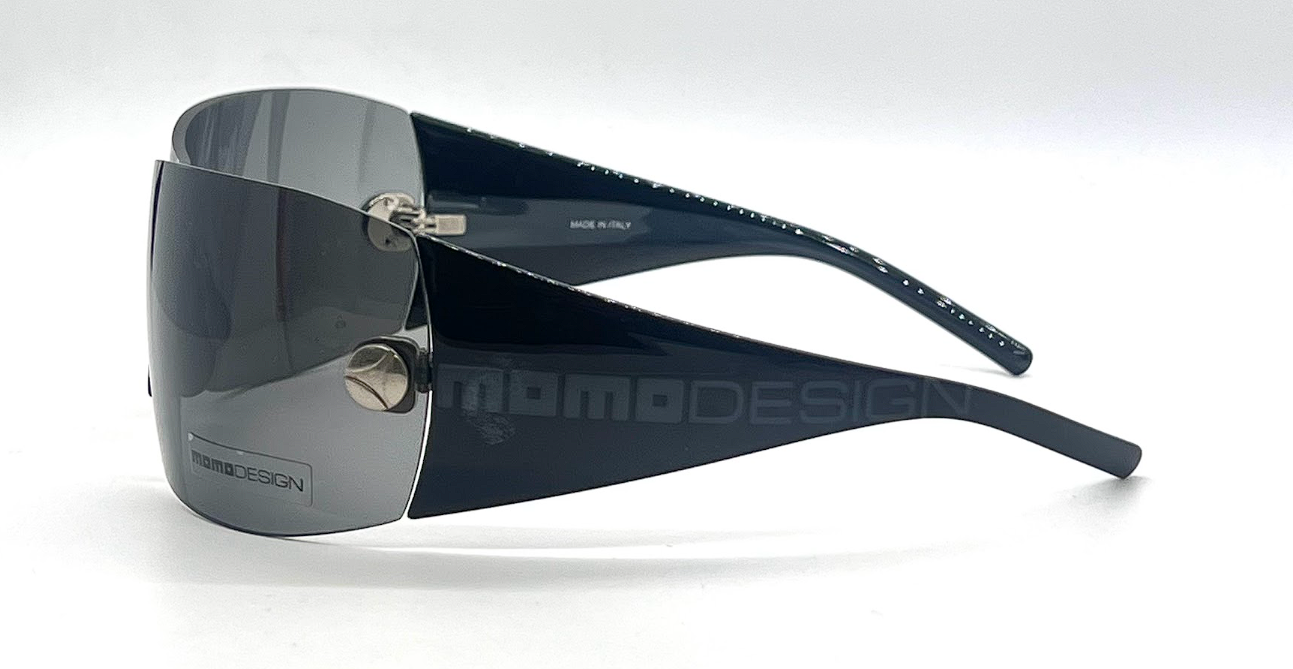 MOMO C1 Design Shield Y2k  Vintage Sunglasses Black Wraparound-Unworn