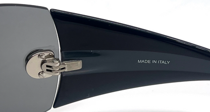 MOMO C1 Design Shield Y2k  Vintage Sunglasses Black Wraparound-Unworn
