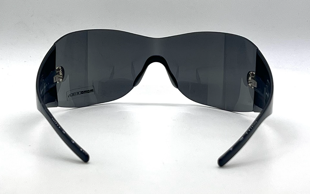 MOMO C1 Design Shield Y2k  Vintage Sunglasses Black Wraparound-Unworn