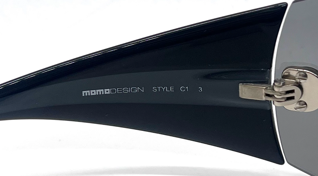 MOMO C1 Design Shield Y2k  Vintage Sunglasses Black Wraparound-Unworn