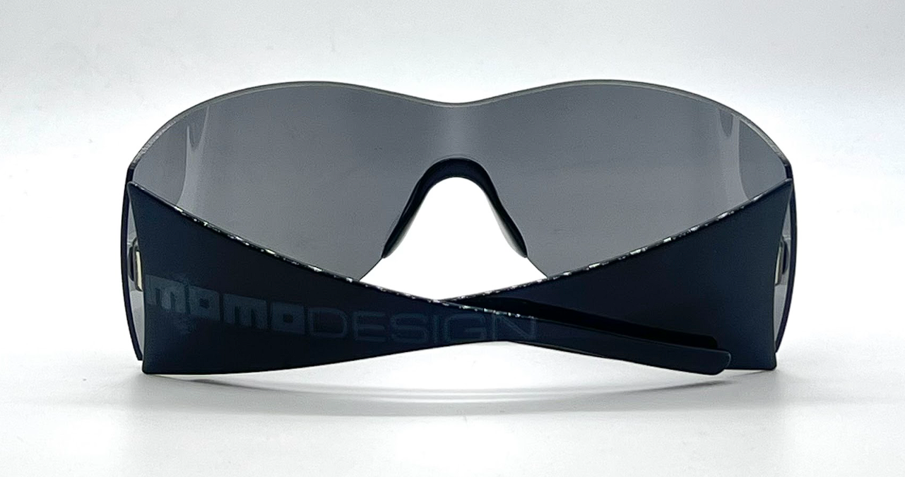 MOMO C1 Design Shield Y2k  Vintage Sunglasses Black Wraparound-Unworn