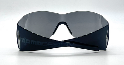 MOMO C1 Design Shield Y2k  Vintage Sunglasses Black Wraparound-Unworn