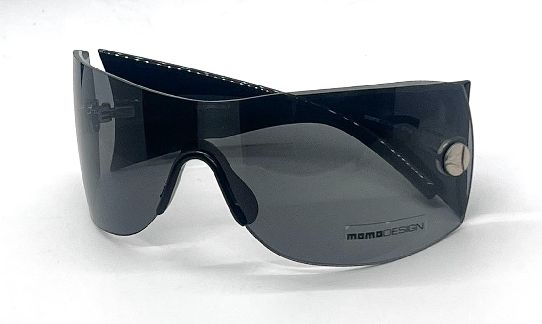 MOMO C1 Design Shield Y2k  Vintage Sunglasses Black Wraparound-Unworn