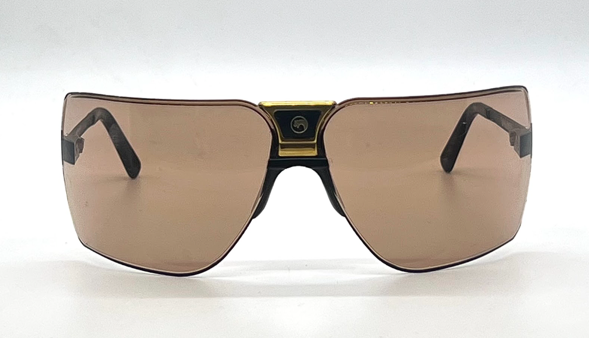 Gargoyles 85's Black/Gold Vintage Shield Sunglasses-Unworn-Made in USA