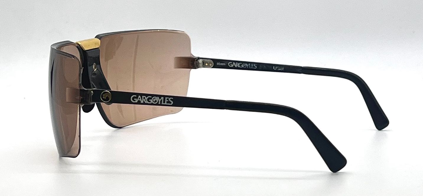 Gargoyles 85's Black/Gold Vintage Shield Sunglasses-Unworn-Made in USA