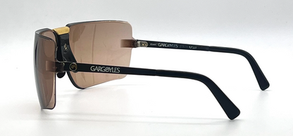 Gargoyles 85's Black/Gold Vintage Shield Sunglasses-Unworn-Made in USA