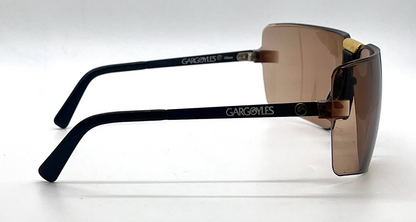 Gargoyles 85's Black/Gold Vintage Shield Sunglasses-Unworn-Made in USA