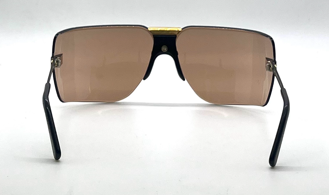 Gargoyles 85's Black/Gold Vintage Shield Sunglasses-Unworn-Made in USA