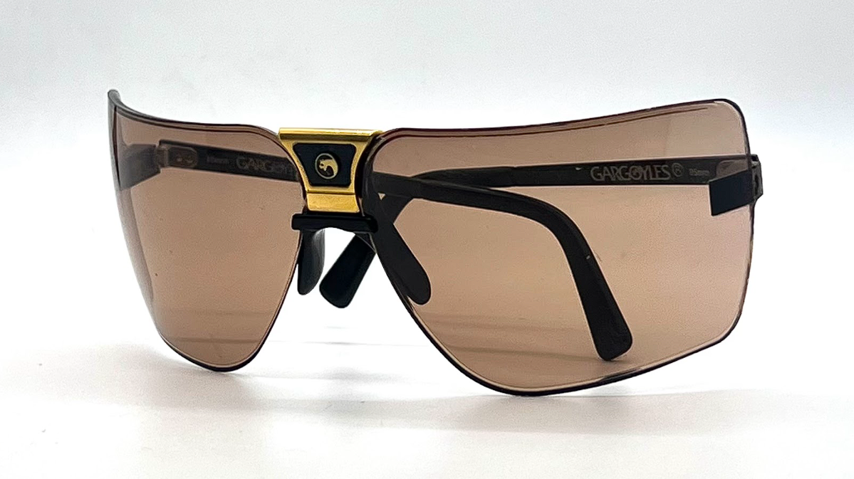 Gargoyles 85's Black/Gold Vintage Shield Sunglasses-Unworn-Made in USA