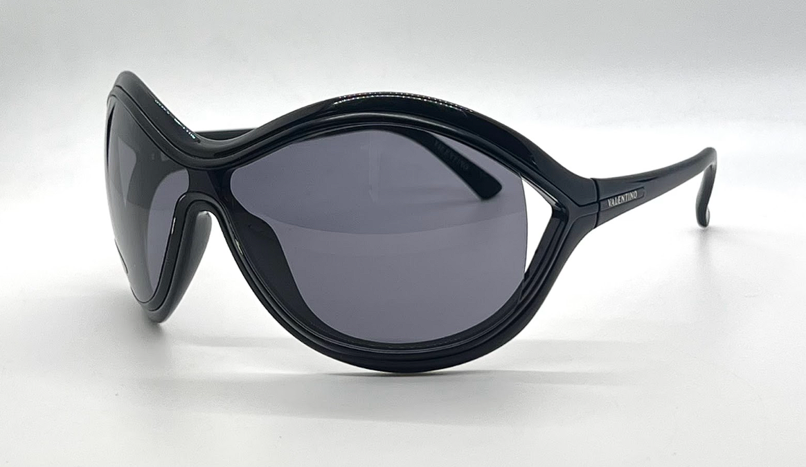 Valentino 5535/S Black Vintage Shield Sunglasses-Unworn-Made in Italy