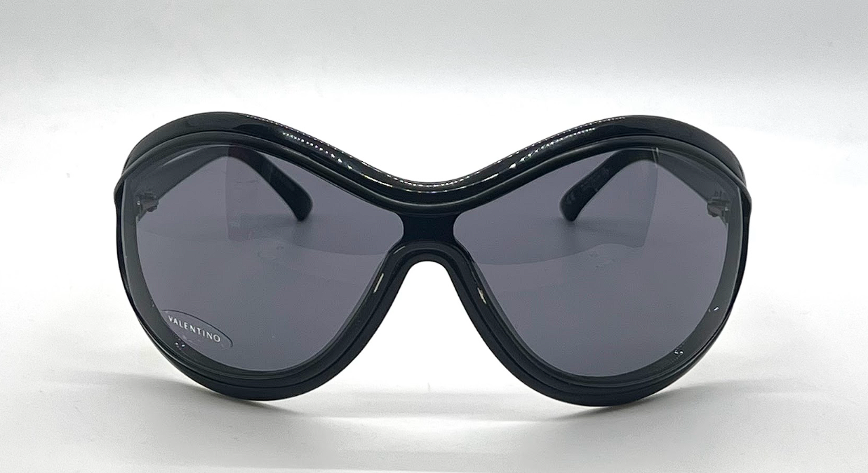 Valentino 5535/S Black Vintage Shield Sunglasses-Unworn-Made in Italy