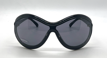 Valentino 5535/S Black Vintage Shield Sunglasses-Unworn-Made in Italy