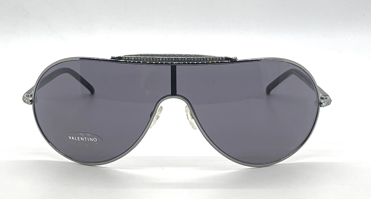 Valentino 5401/S Silver Shield Vintage Sunglasses Crystal Detail-UNWORN-Italy