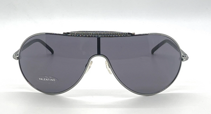Valentino 5401/S Silver Shield Vintage Sunglasses Crystal Detail-UNWORN-Italy