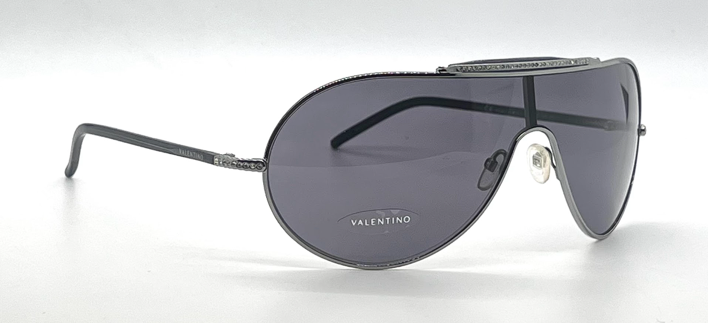 Valentino 5401/S Silver Shield Vintage Sunglasses Crystal Detail-UNWORN-Italy