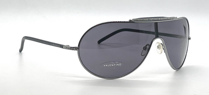 Valentino 5401/S Silver Shield Vintage Sunglasses Crystal Detail-UNWORN-Italy