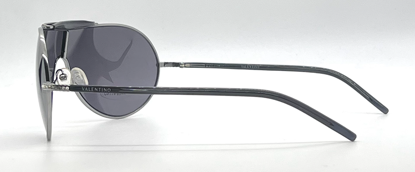 Valentino 5401/S Silver Shield Vintage Sunglasses Crystal Detail-UNWORN-Italy