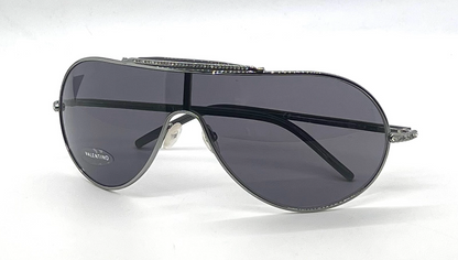 Valentino 5401/S Silver Shield Vintage Sunglasses Crystal Detail-UNWORN-Italy