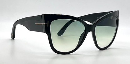 Tom Ford Anoushka TF371 01B Black Oversized Cat Eye Sunglasses Italy