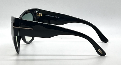 Tom Ford Anoushka TF371 01B Black Oversized Cat Eye Sunglasses Italy
