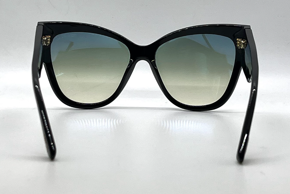 Tom Ford Anoushka TF371 01B Black Oversized Cat Eye Sunglasses Italy