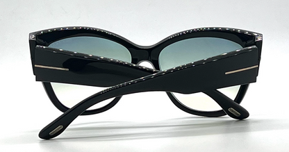 Tom Ford Anoushka TF371 01B Black Oversized Cat Eye Sunglasses Italy
