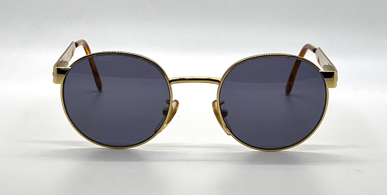 Panorama Desert 031 Col. 001 Gold Round Vintage Sunglasses-Unworn-Italy