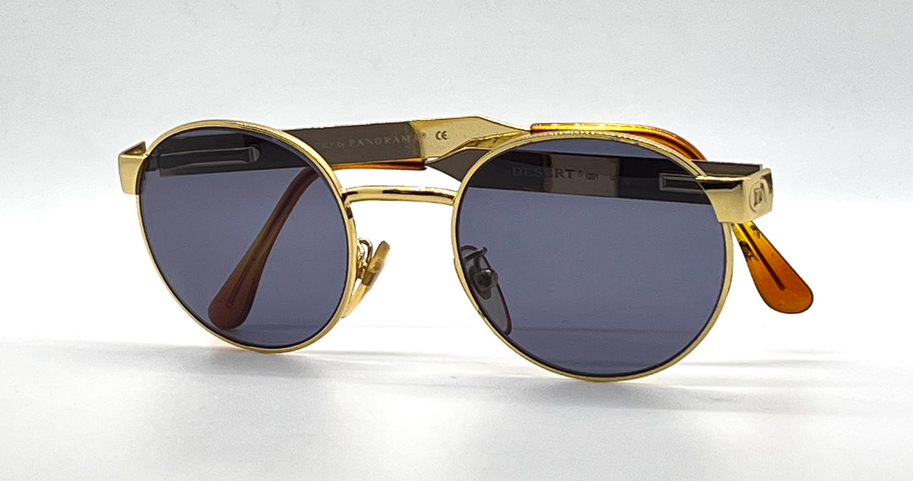 Panorama Desert 031 Col. 001 Gold Round Vintage Sunglasses-Unworn-Italy