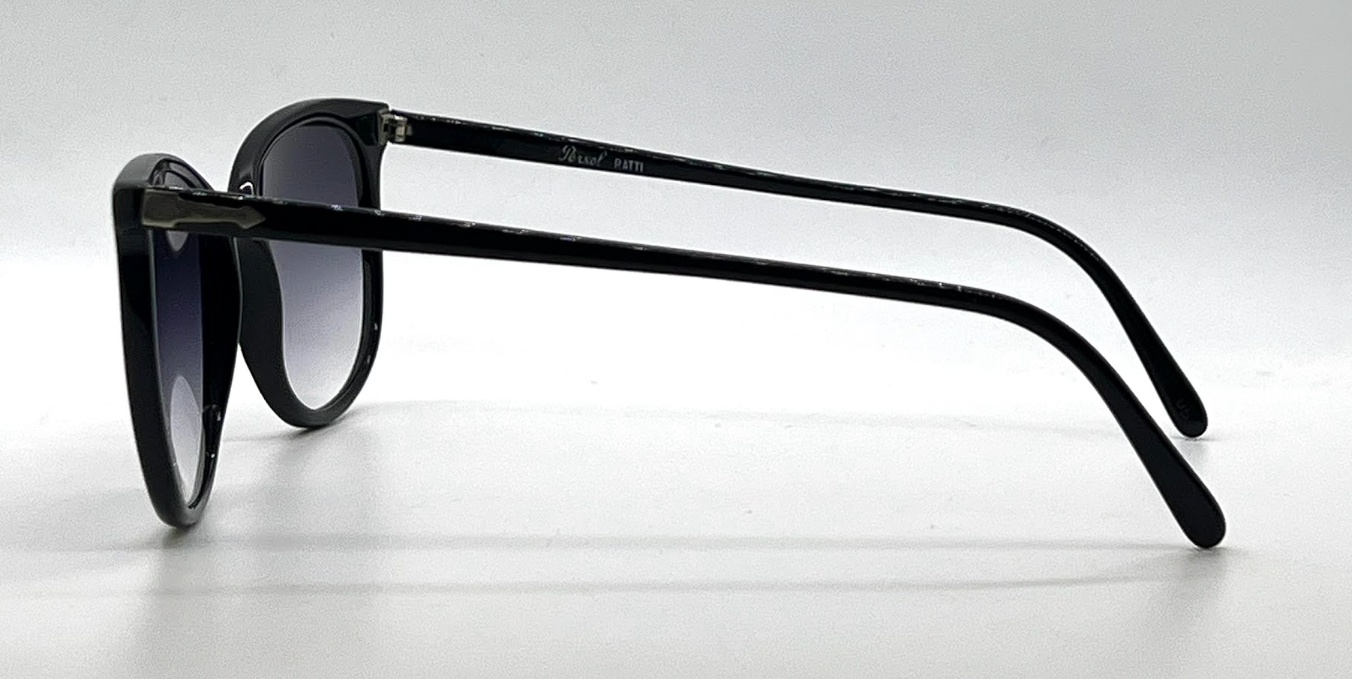 Persol Ratti 52-74 Black Round Vintage Sunglasses Blue Grey Gradient