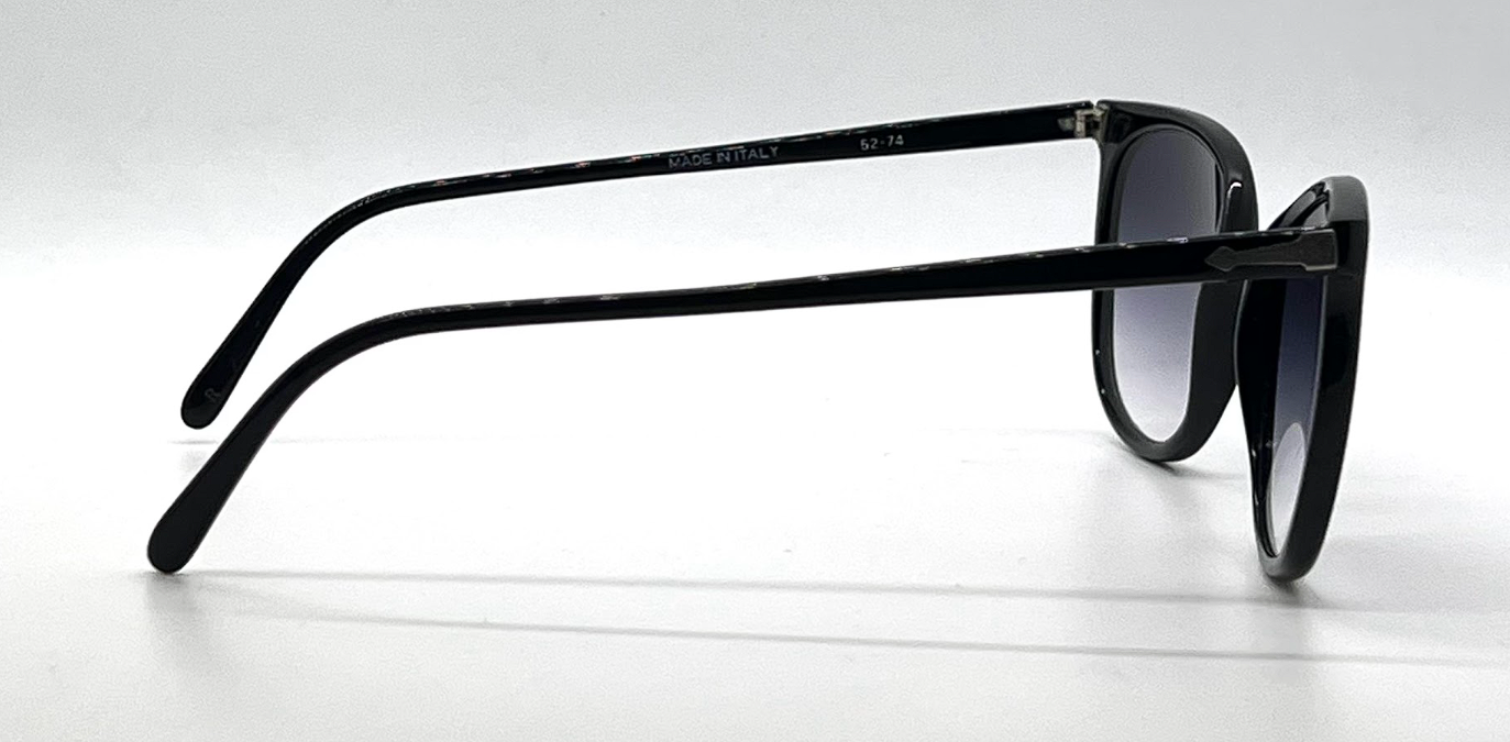Persol Ratti 52-74 Black Round Vintage Sunglasses Blue Grey Gradient