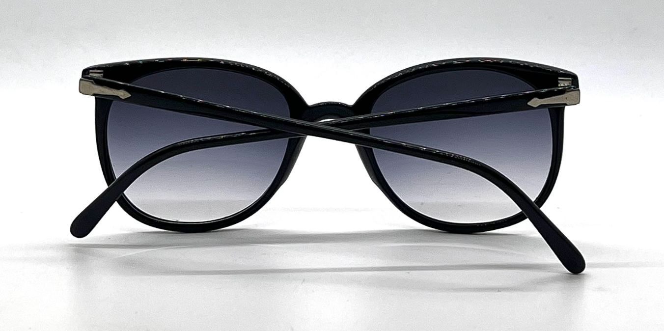 Persol Ratti 52-74 Black Round Vintage Sunglasses Blue Grey Gradient