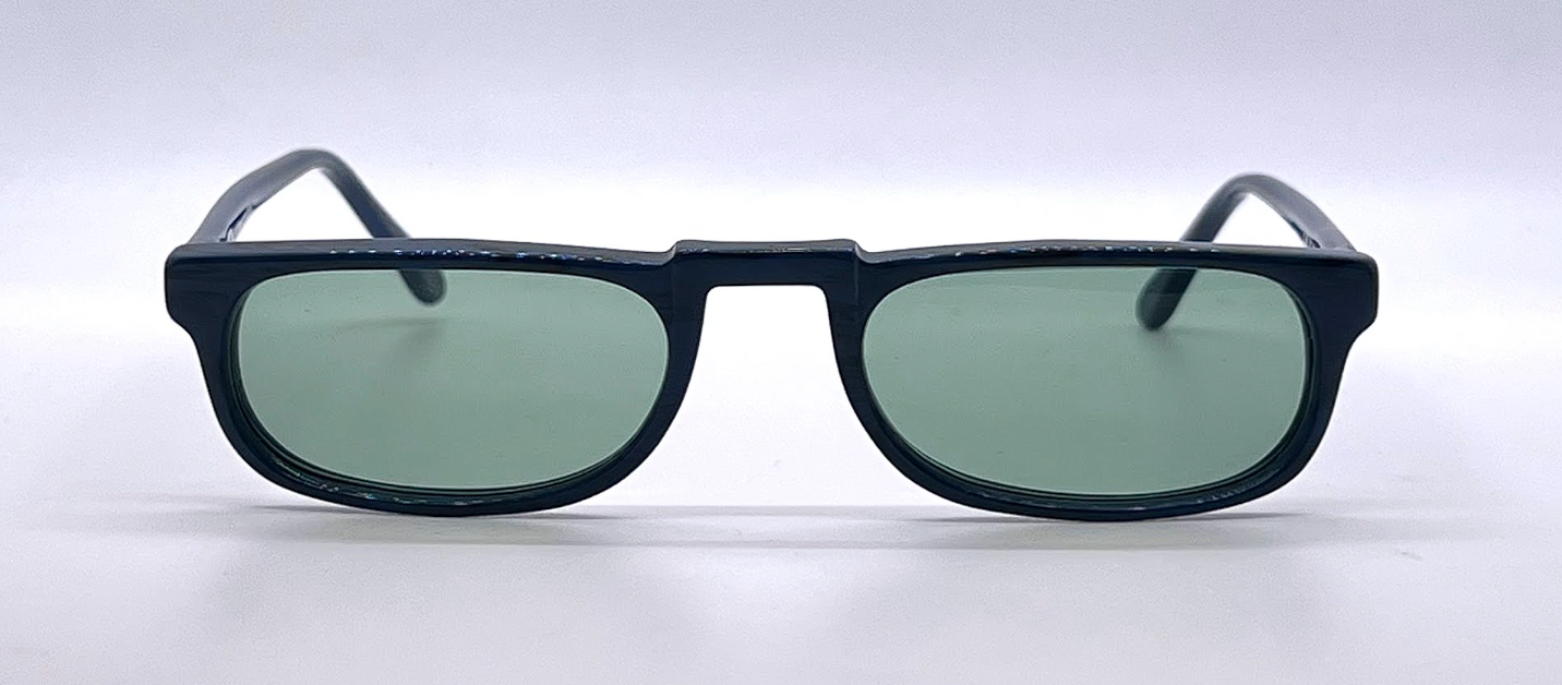 Elan 210 Blue Stripe Frame Vintage Sunglasses-New Custom Green Lenses