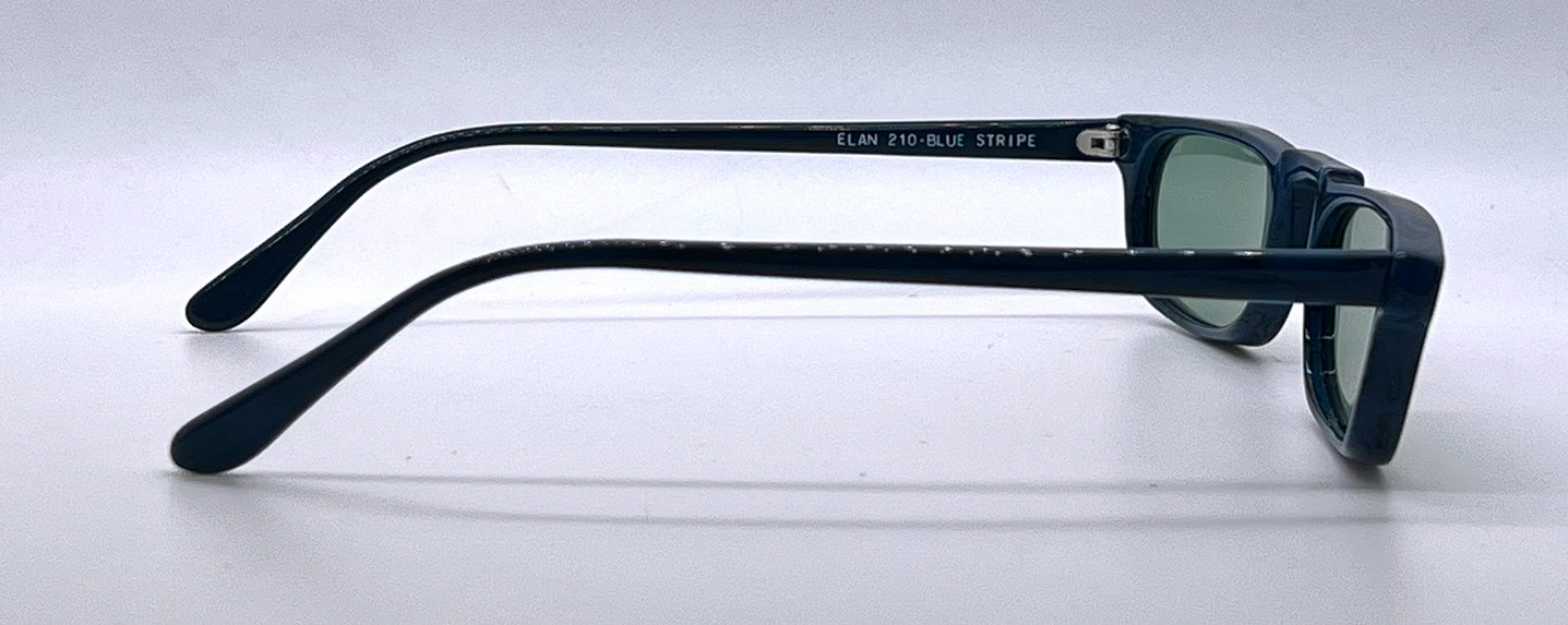 Elan 210 Blue Stripe Frame Vintage Sunglasses-New Custom Green Lenses