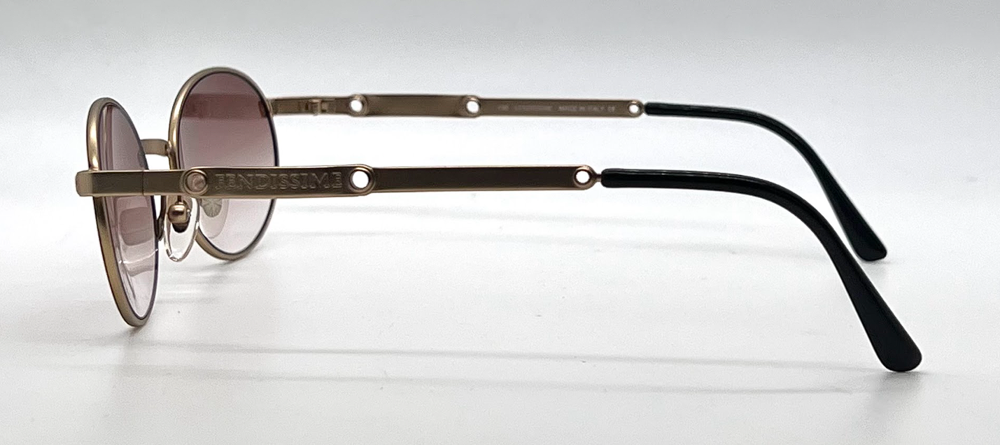 Fendissime F121 Col. 815 Gold Round Vintage Sunglasses-Unworn-Italy