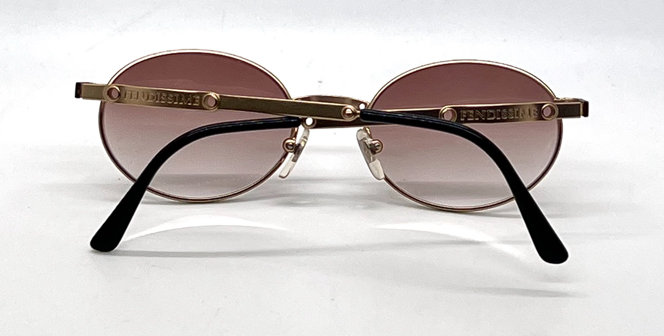Fendissime F121 Col. 815 Gold Round Vintage Sunglasses-Unworn-Italy