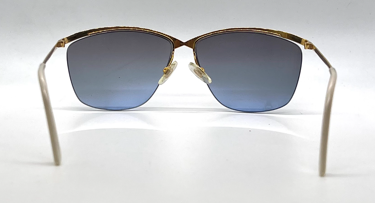 Logo Paris 101-02 Teal Gold Semi-Rimless Vintage Aviator Sunglasses-Unworn-France