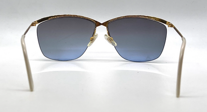Logo Paris 101-02 Teal Gold Semi-Rimless Vintage Aviator Sunglasses-Unworn-France