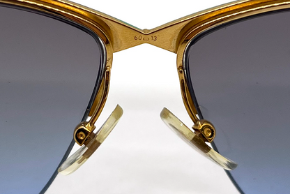 Logo Paris 101-02 Teal Gold Semi-Rimless Vintage Aviator Sunglasses-Unworn-France