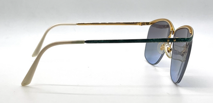 Logo Paris 101-02 Teal Gold Semi-Rimless Vintage Aviator Sunglasses-Unworn-France