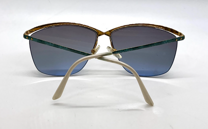 Logo Paris 101-02 Teal Gold Semi-Rimless Vintage Aviator Sunglasses-Unworn-France