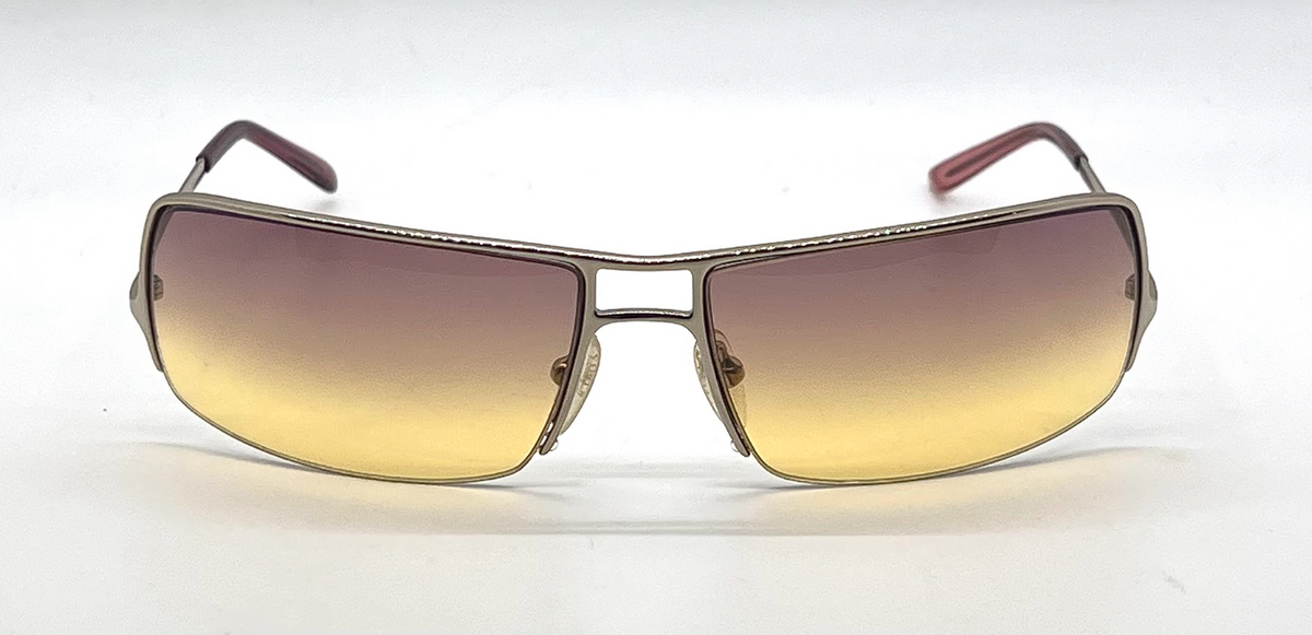 Furla Piercing SU4008 Gold Shield Sunglasses Purple Yellow Gradient Lenses-Unworn-Italy