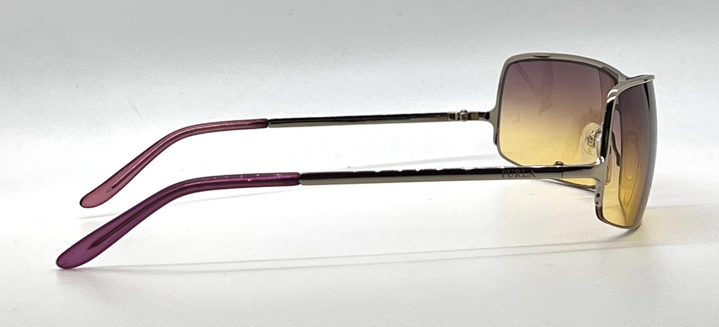 Furla Piercing SU4008 Gold Shield Sunglasses Purple Yellow Gradient Lenses-Unworn-Italy
