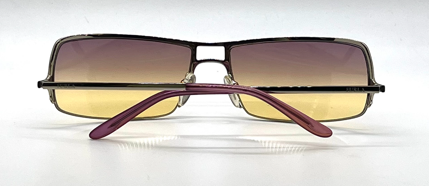 Furla Piercing SU4008 Gold Shield Sunglasses Purple Yellow Gradient Lenses-Unworn-Italy