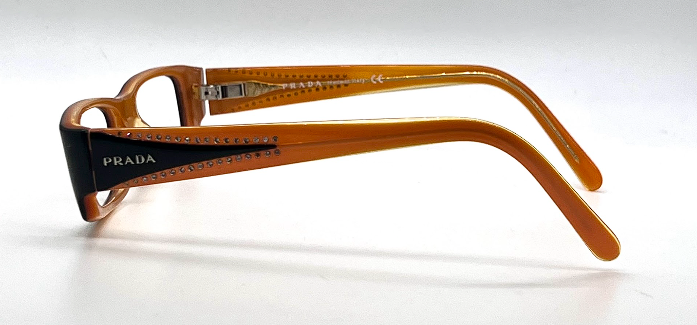 Prada VPR121 Black Orange Swarovski Crystal Vintage Eyeglasses-Unworn-Italy