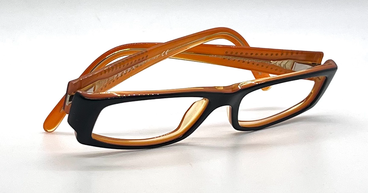 Prada VPR121 Black Orange Swarovski Crystal Vintage Eyeglasses-Unworn-Italy