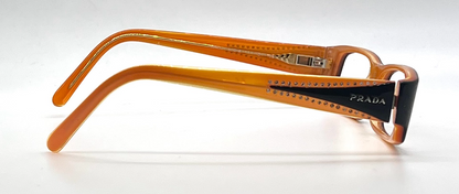 Prada VPR121 Black Orange Swarovski Crystal Vintage Eyeglasses-Unworn-Italy