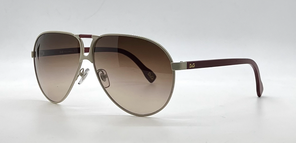 D&G6067 443/13 Sand Burgundy Aviator-Vintage Sunglasses-Brown Gradient Lenses-Unworn