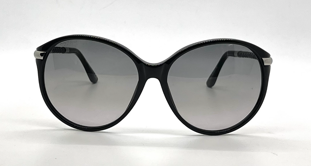 Tod's TO81 01B Black Round Sunglasses-Dark Grey Gradient Lenses-Unworn-Italy